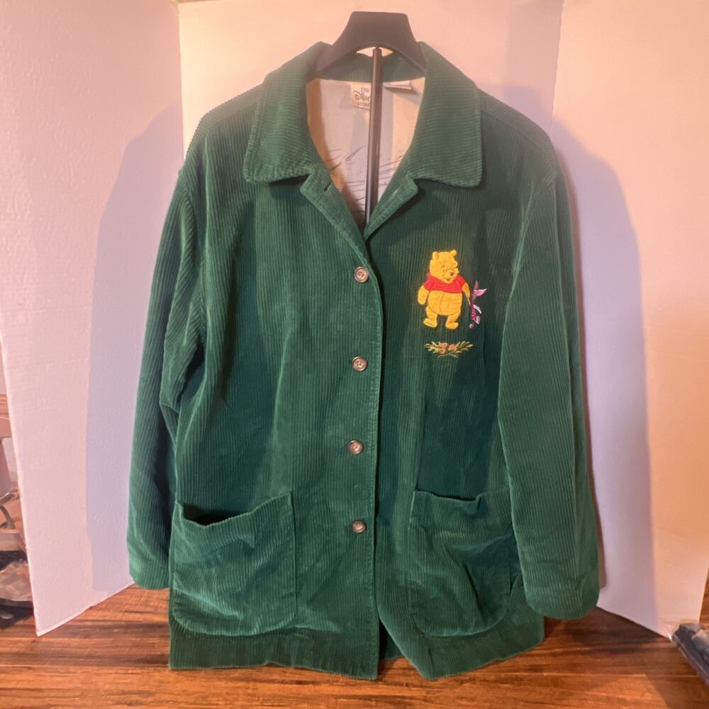 This is a vintage The Disney Store green corduroy Winnie the Pooh blazer M
